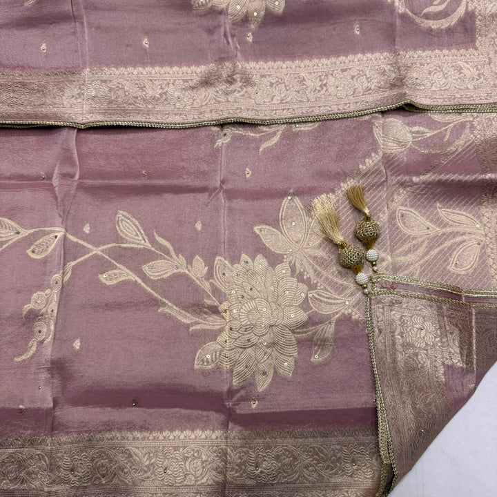 Premium Pure Silk Tissue Zardozi Unstitched Suit Set-FA6018-1