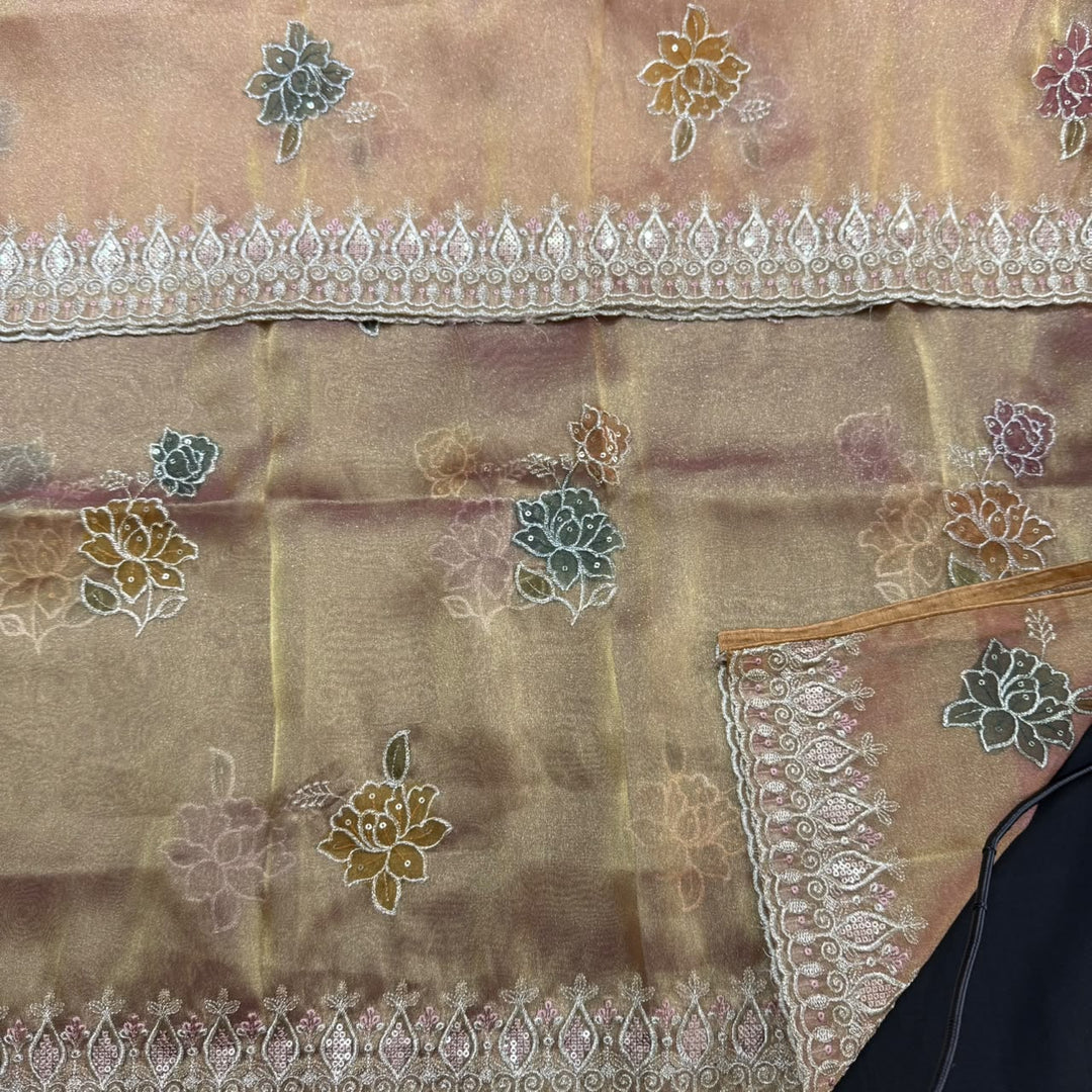 Premium Tissue Zari Embroidery Sequin Work Unstitched Suit Set-LF8690-1