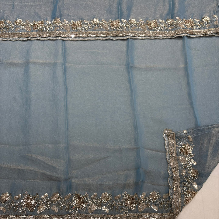 Premium Tissue Cutdana Sequin Work Unstitched Suit Set-LF8640-A