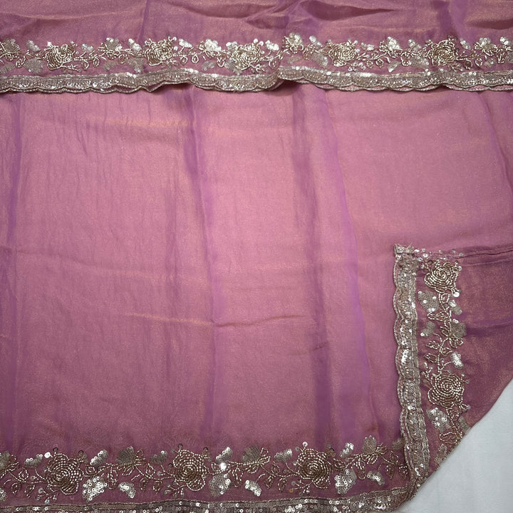 Premium Tissue Cutdana Sequin Work Unstitched Suit Set-LF8640-B