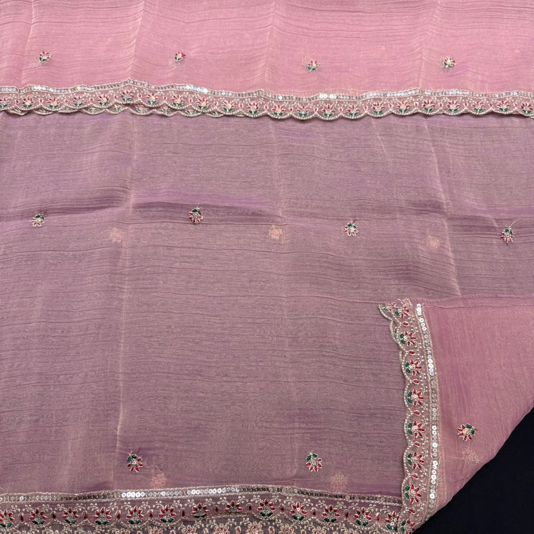 Premium Shimmer Tissue With Multicolour Stone Work Unstitched Suit Set LF8696 -2