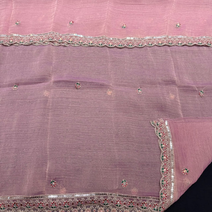Premium Shimmer Tissue With Multicolour Stone Work Unstitched Suit Set LF8696 -2