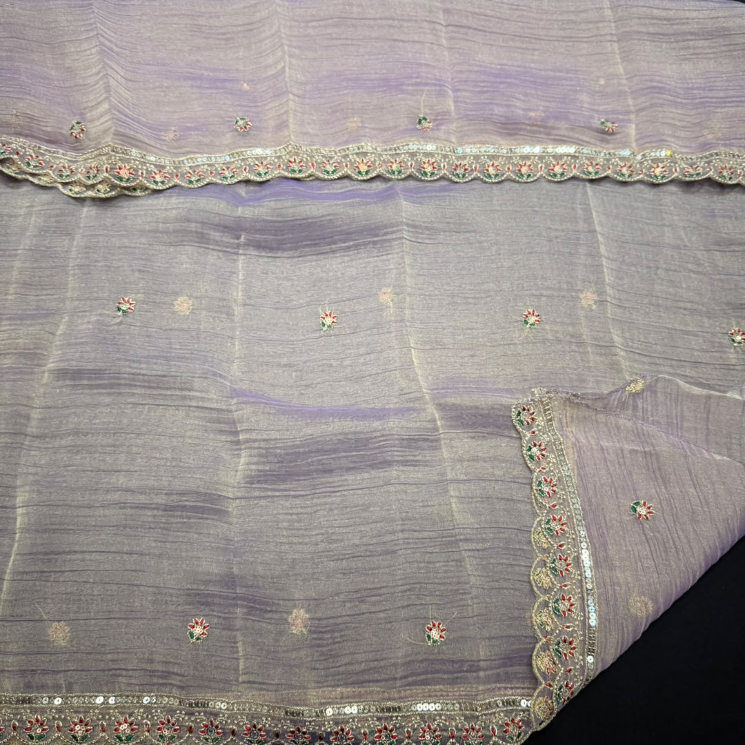 Premium Shimmer Tissue With Multicolour Stone Work Unstitched Suit Set LF8696 -3