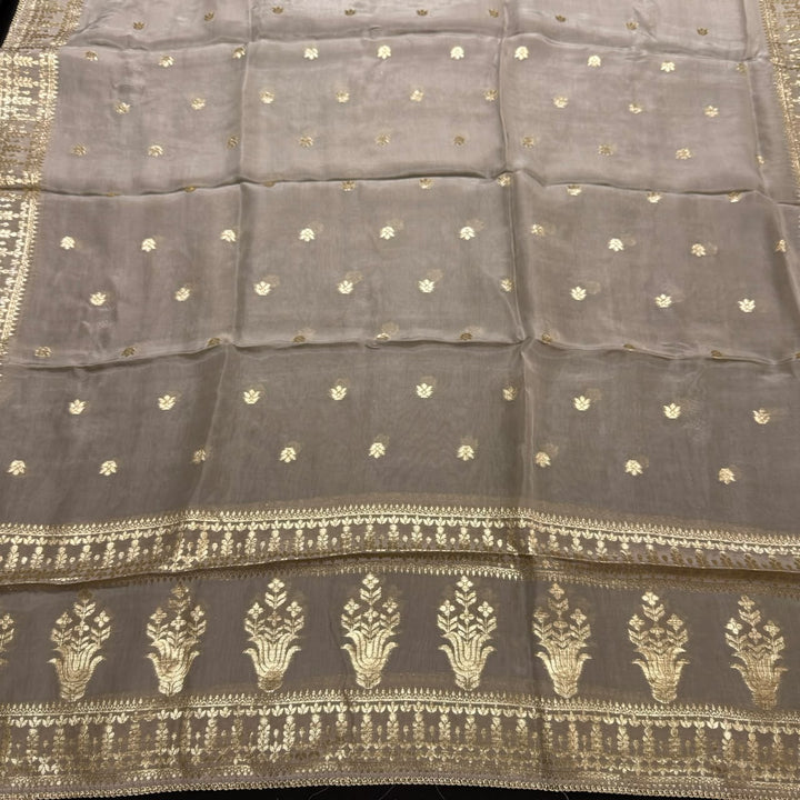 Tanchui Silk Zari Zardozi Unstitched Suit Set - D12955 - A1