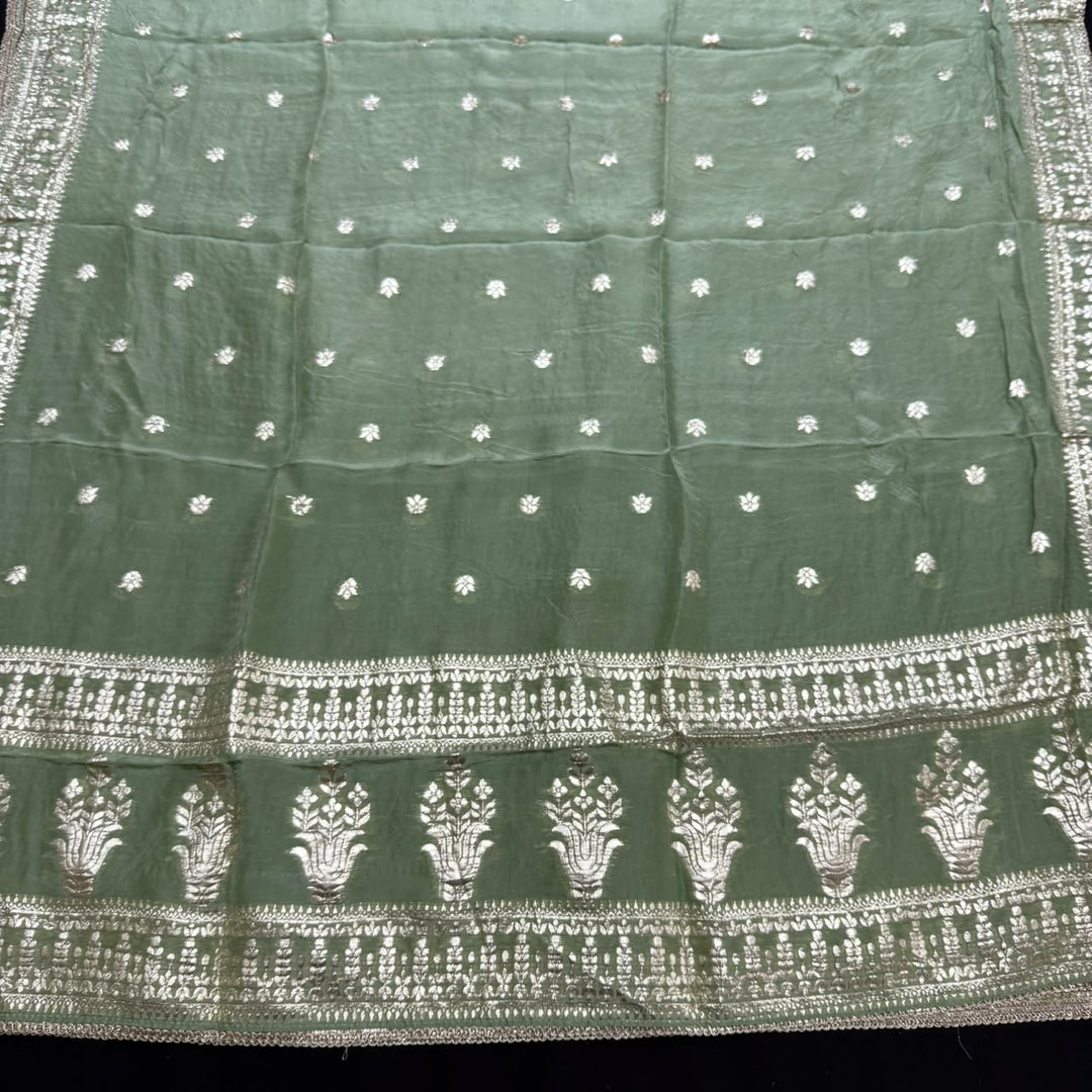 Tanchui Silk Zari Zardozi Unstitched Suit Set - D12955 - A3