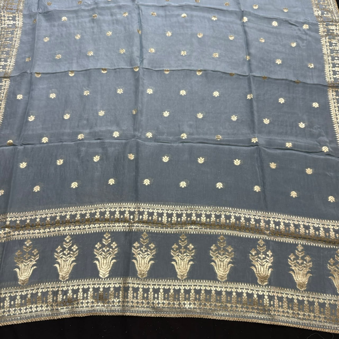 Tanchui Silk Zari Zardozi Unstitched Suit Set - D12955 - A2