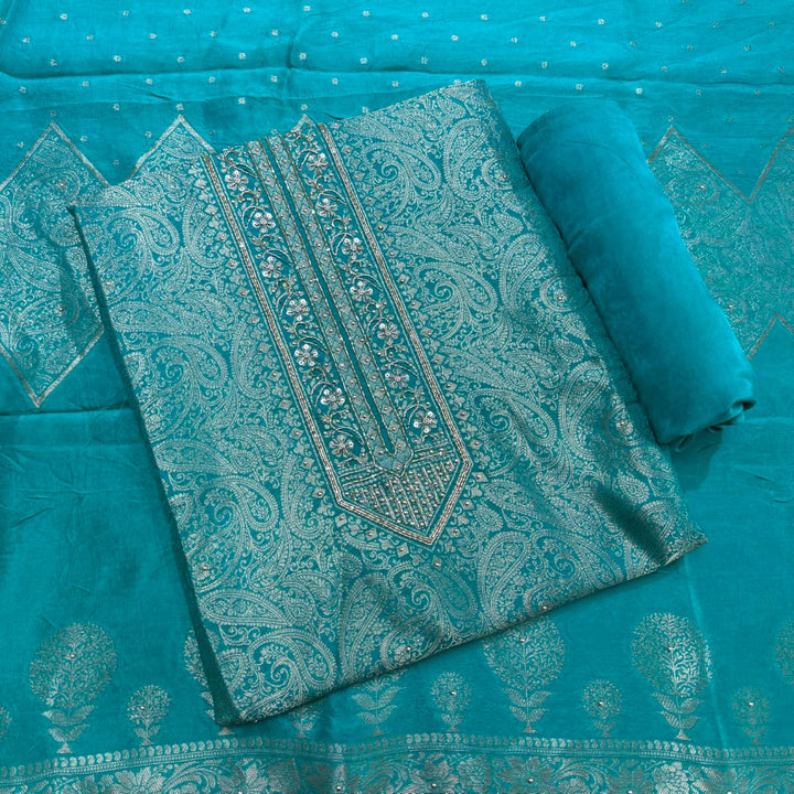 Tanchui Silk Cutdana & Sequins Embroidered Unstitched Suit Set - D13162 - 1