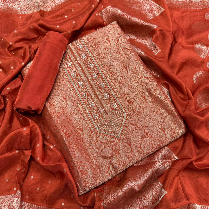 Tanchui Silk Cutdana & Sequins Embroidered Unstitched Suit Set - D13162 - 2