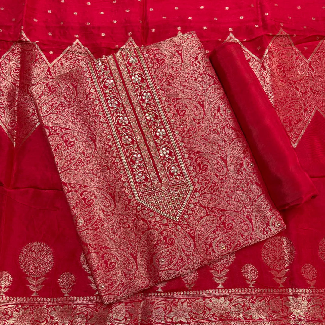 Tanchui Silk Cutdana & Sequins Embroidered Unstitched Suit Set - D13162 - 3