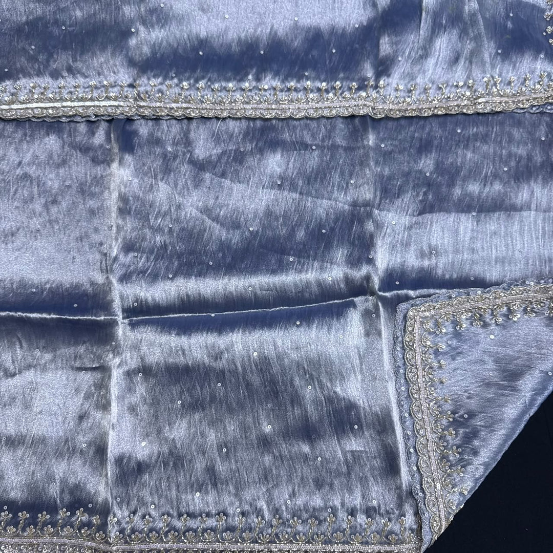 Premium Glass Tissue Cutdana Sequin Work Unstitched Suit Set-AC1503-A1