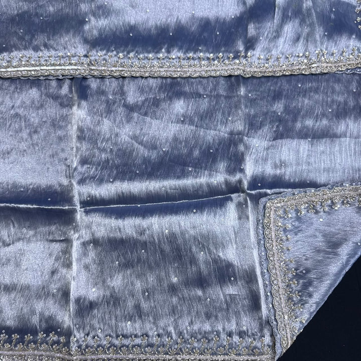 Premium Glass Tissue Cutdana Sequin Work Unstitched Suit Set-AC1503-A1