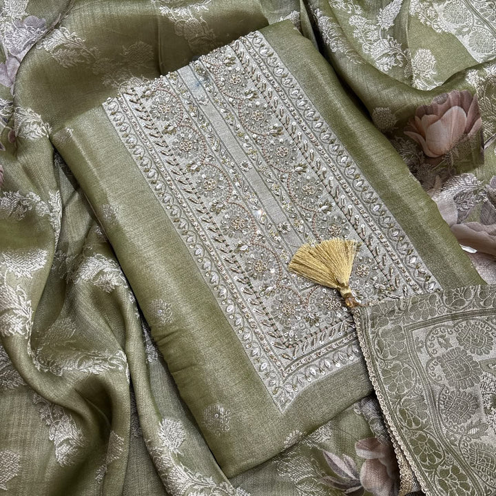 Premium Tissue Unstitched Suit Set-D12321-H