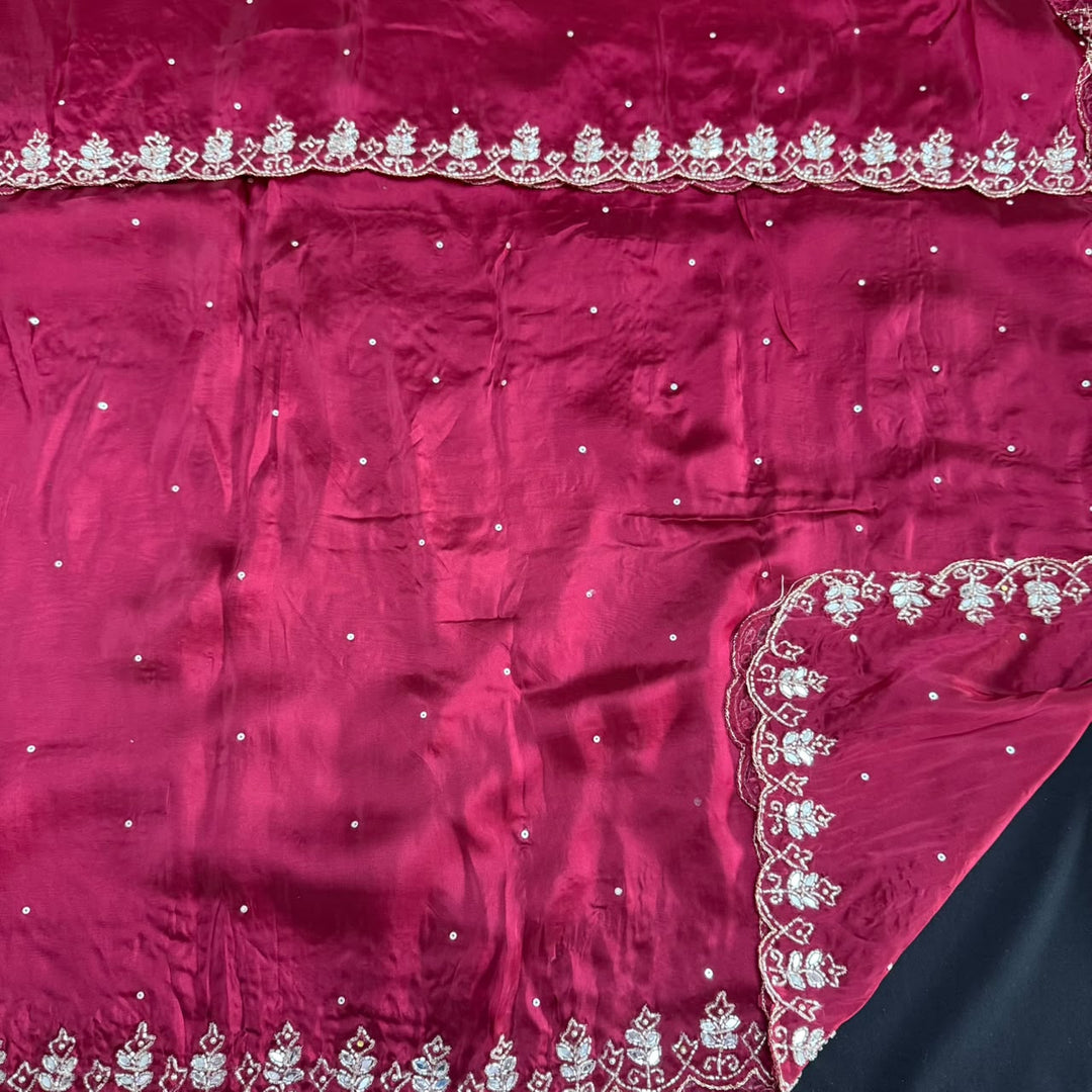 Dola Silk Mirror & Cutdana Handwork Unstitched Suit Set - KF00389 -3