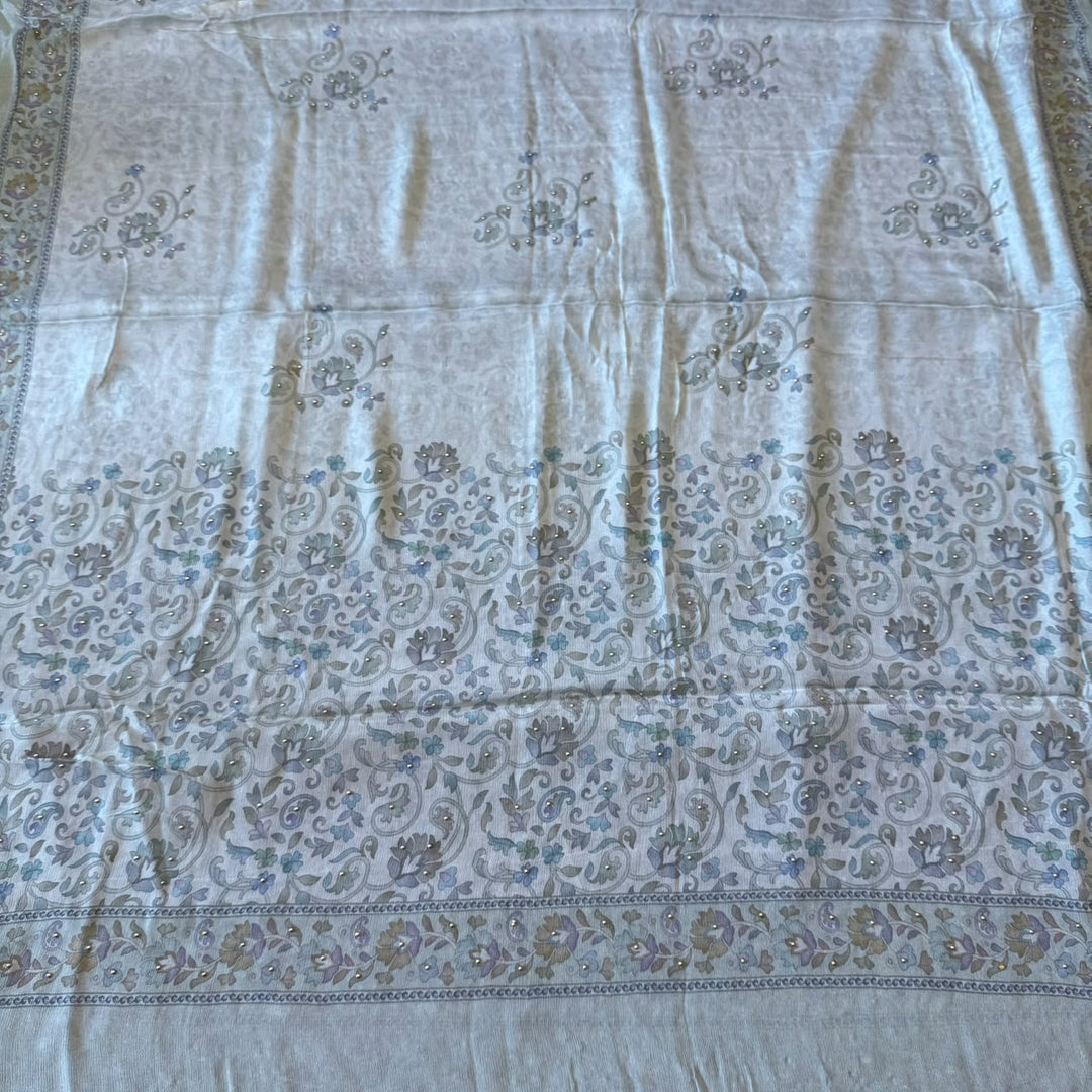 Viscose Crepe Printed Aari Work Unstitched Suit Set - SL1603 - A