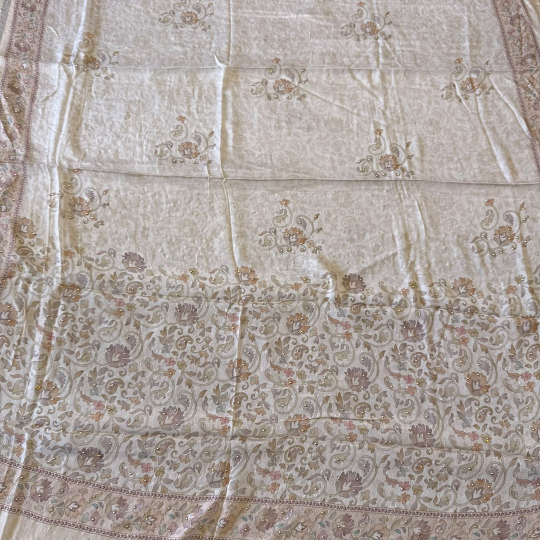 Viscose Crepe Printed Aari Work Unstitched Suit Set - SL1603 - B