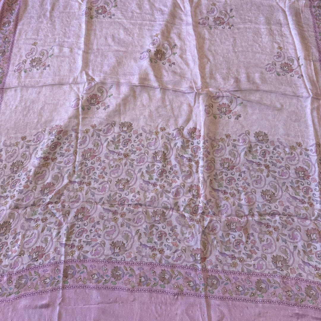 Viscose Crepe Printed Aari Work Unstitched Suit Set - SL1603 - C