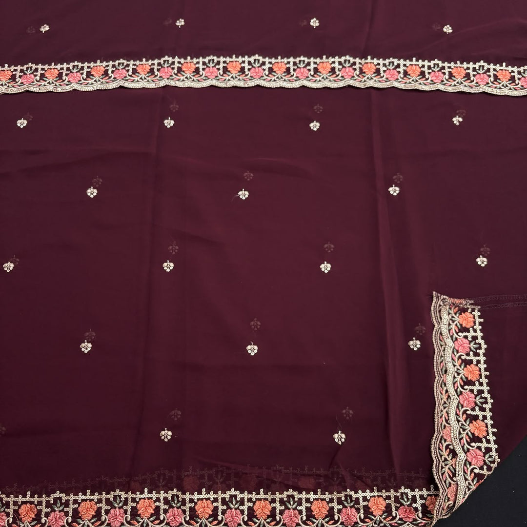 Beautiful Georgette Thread Work Unstitched Suit Set - 0010419 - A