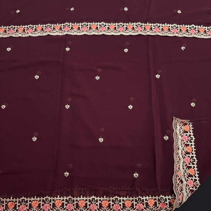 Beautiful Georgette Thread Work Unstitched Suit Set - 0010419 - A
