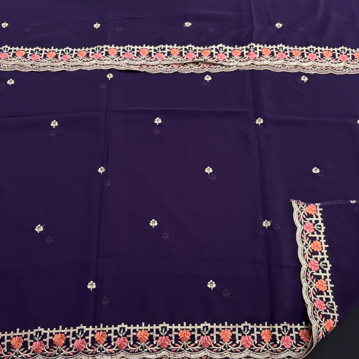 Beautiful Georgette Thread Work Unstitched Suit Set - 0010419 - B