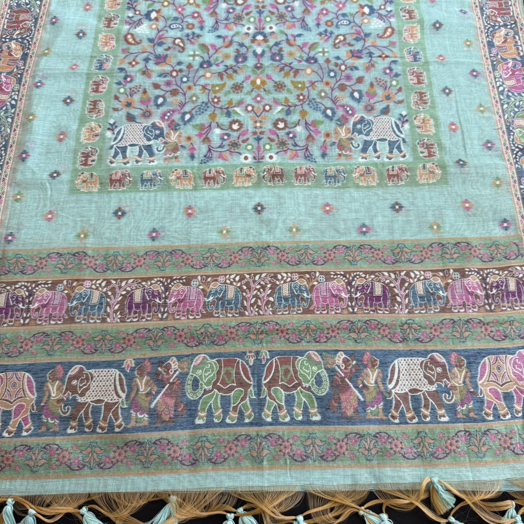 Elegant Chanderi Jamdani Weave Unstitched Suit Set - AHS20658 - E