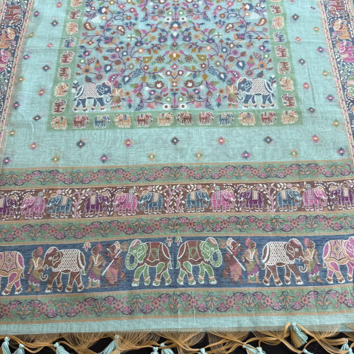 Elegant Chanderi Jamdani Weave Unstitched Suit Set - AHS20658 - E