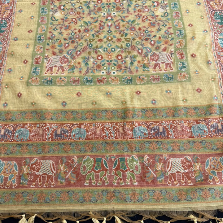 Elegant Chanderi Jamdani Weave Unstitched Suit Set - AHS20658 - D