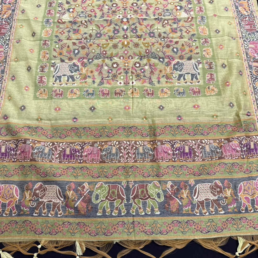 Elegant Chanderi Jamdani Weave Unstitched Suit Set - AHS20658 - C