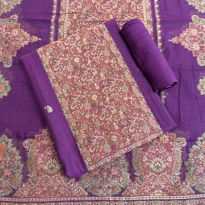 Elegant Cotton Linen Jamdani Weave Unstitched Suit Set - AHS20661-1