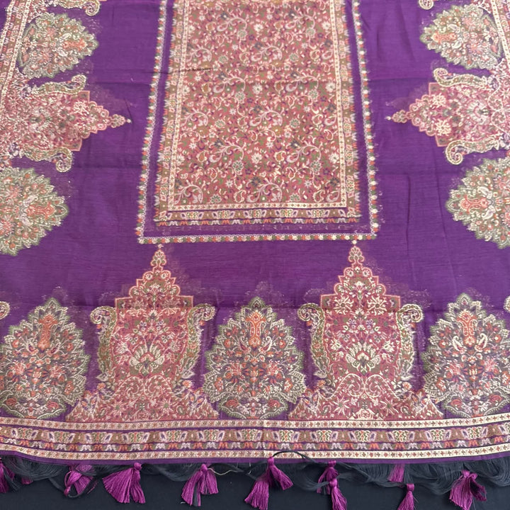 Elegant Cotton Linen Jamdani Weave Unstitched Suit Set - AHS20661-1