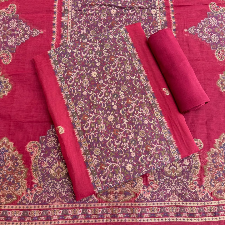 Elegant Cotton Linen Jamdani Weave Unstitched Suit Set - AHS20661-2