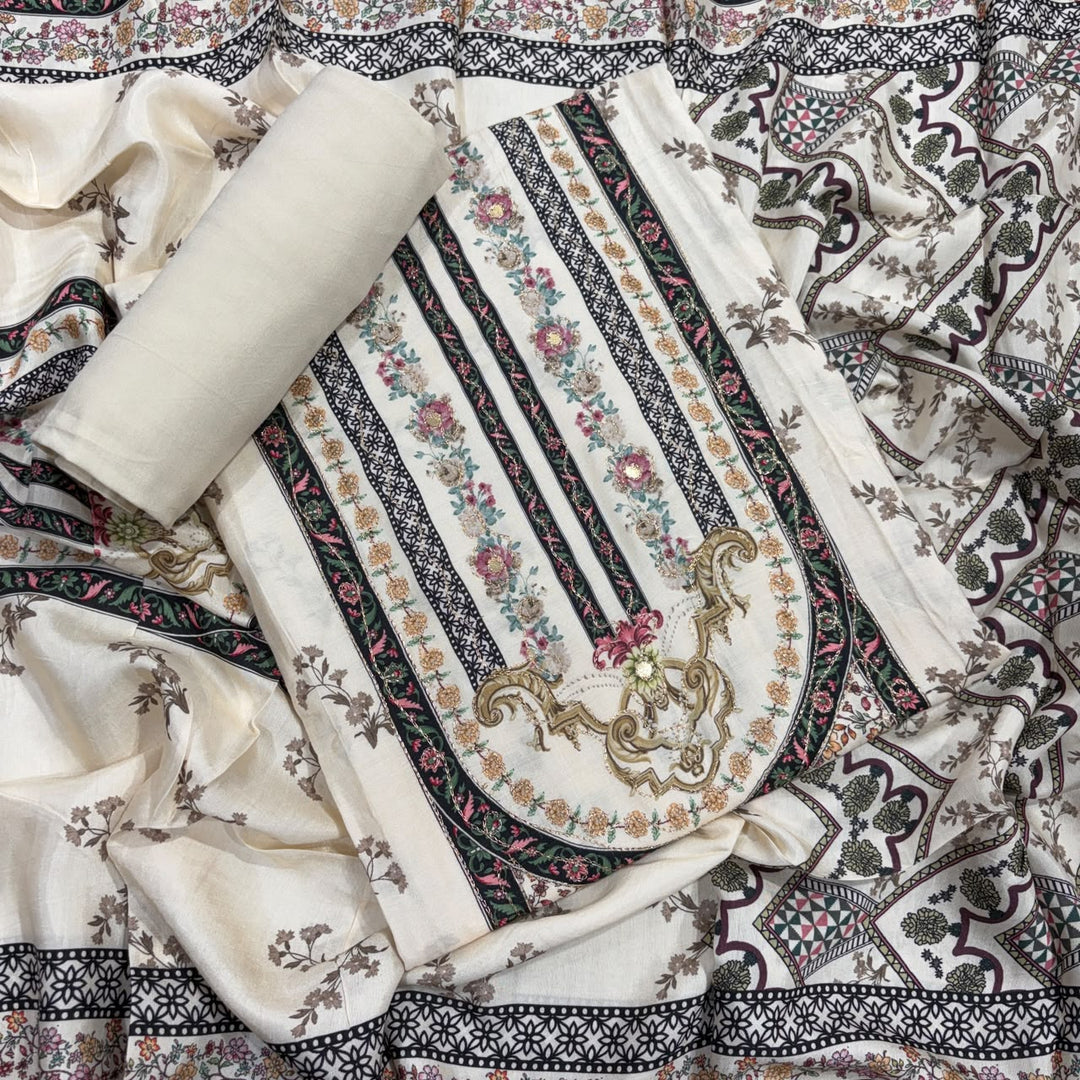 Premium Muslin Printed Unstitched Suit Set-K11330