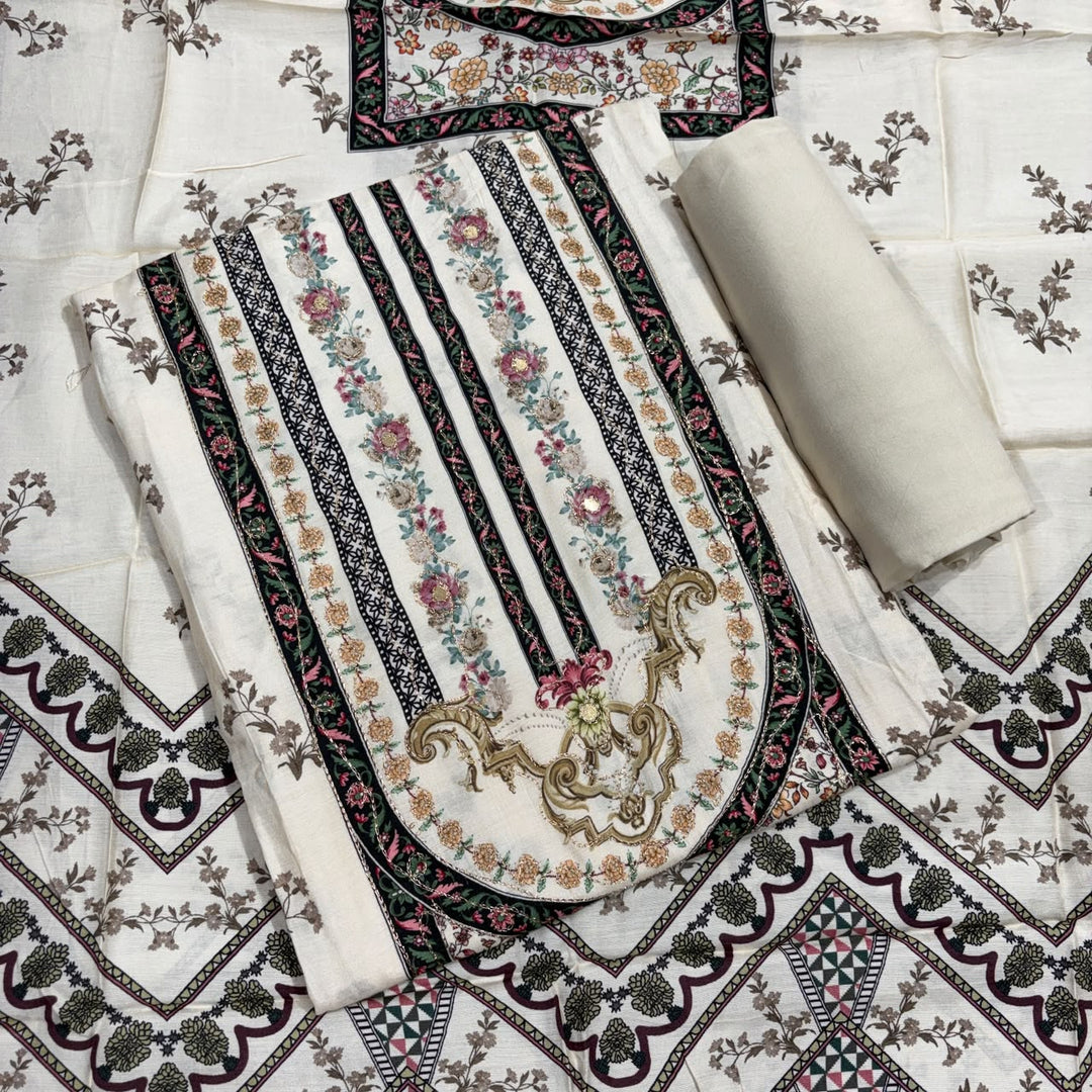Premium Muslin Printed Unstitched Suit Set-K11330