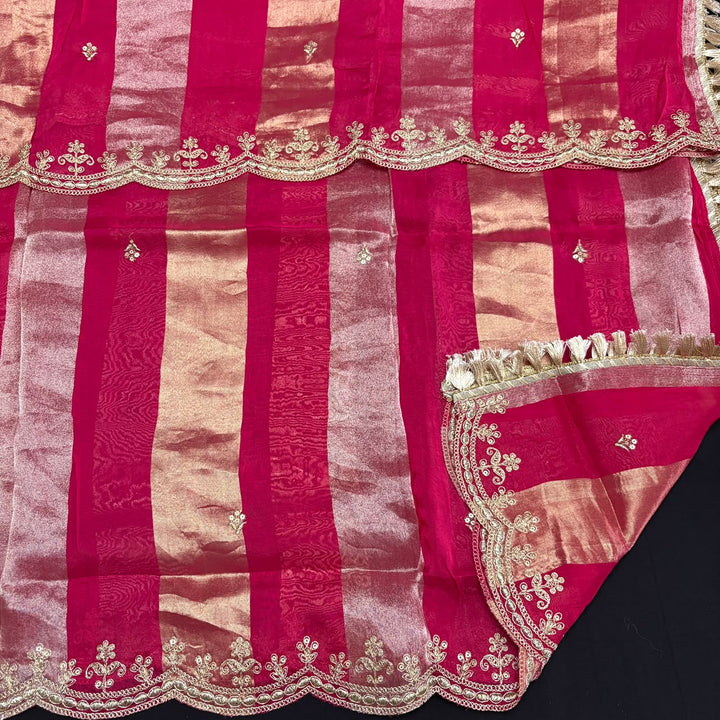 Premium Silk Organza Gota Patti & Zari Work Unstitched Suit Set-NTL8196