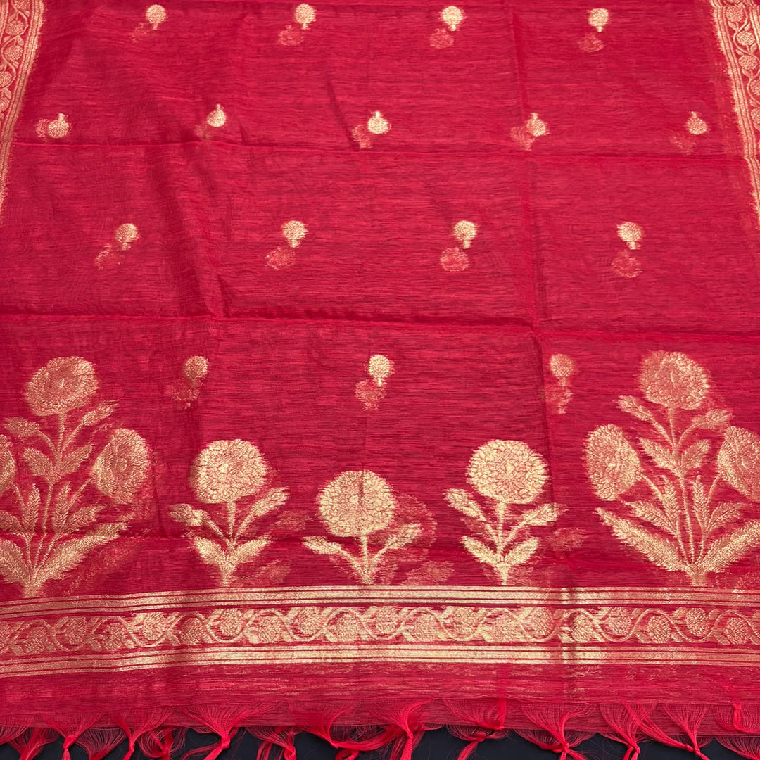 Premium Khadi Silk Mirror & Zari Work Unstitched Suit Set-N09307