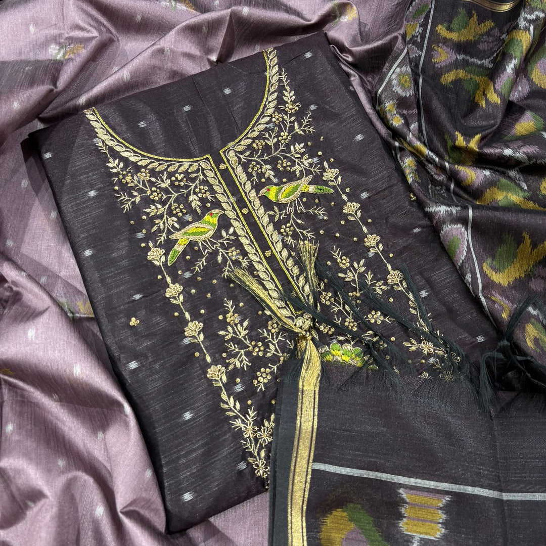 Elegant Tiji Silk Dabka Knot & Sequin Work Unstitched Suit Set-REAKK6-2