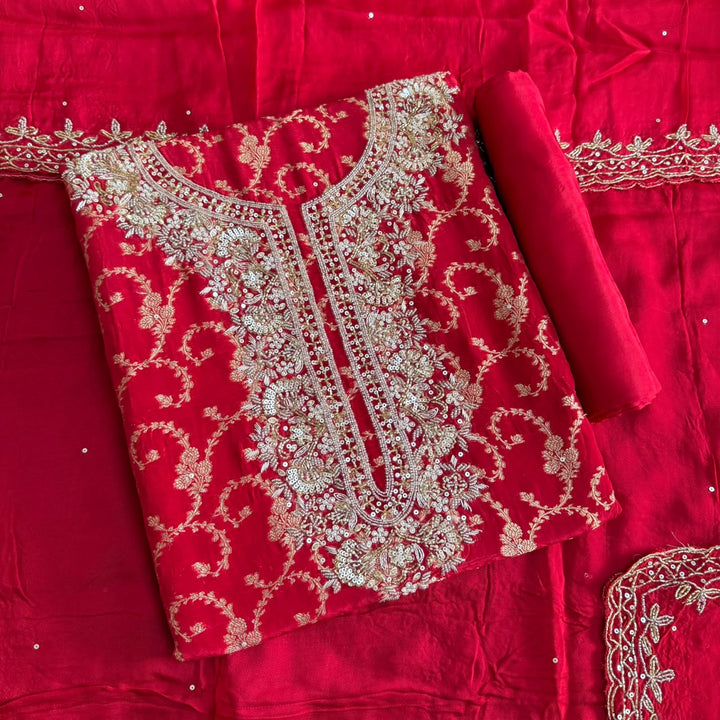 Premium Upada Silk Unstitched Suit Set | HA2323-4