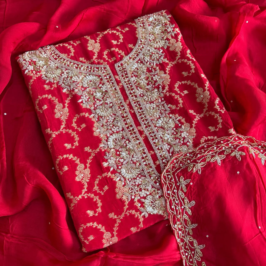 Premium Upada Silk Unstitched Suit Set | HA2323-4