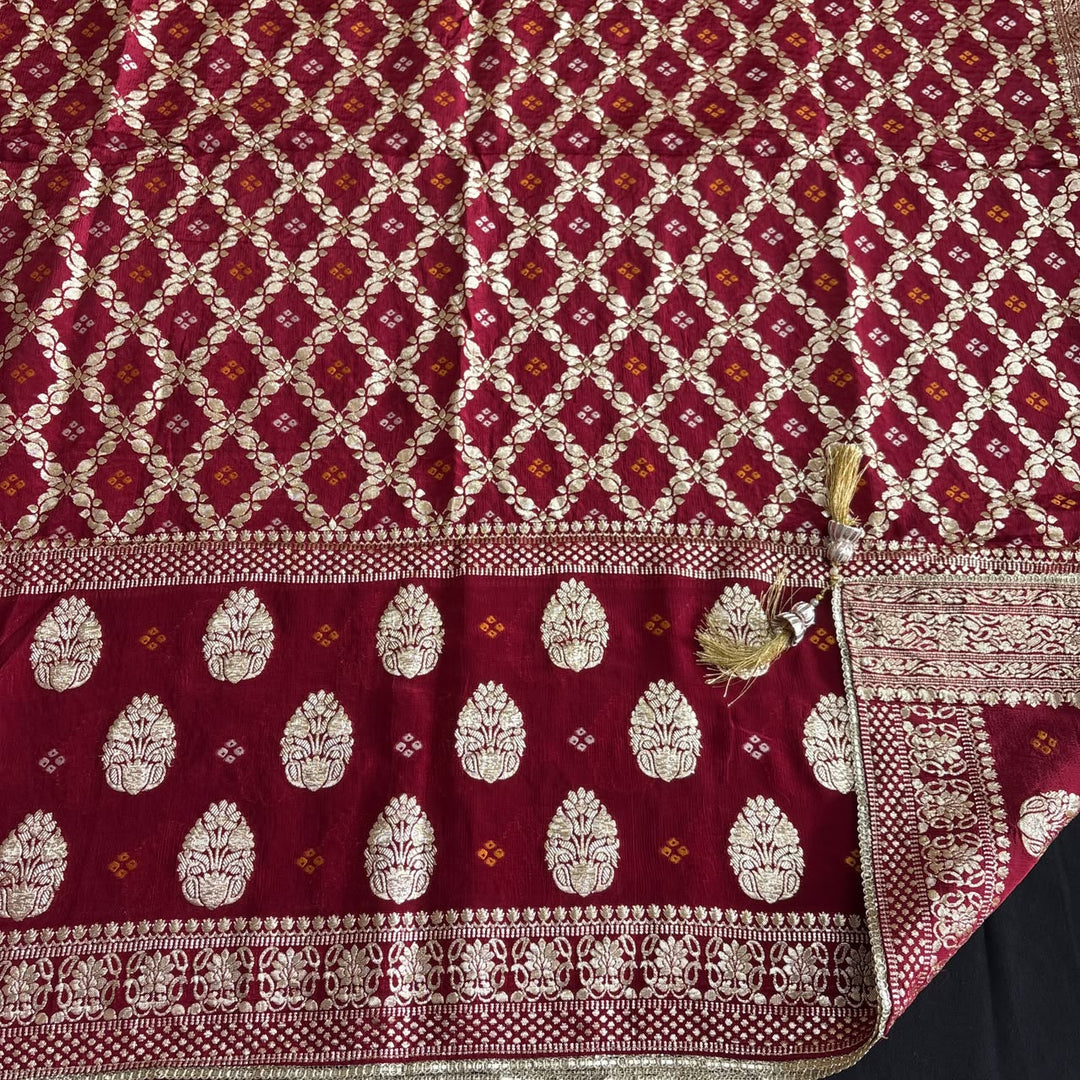 Premium Upada Silk Unstitched Suit Set with Golden Print-R13763-A