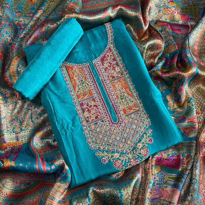 Premium Upada Silk Unstitched Suit Set-ECE886-A