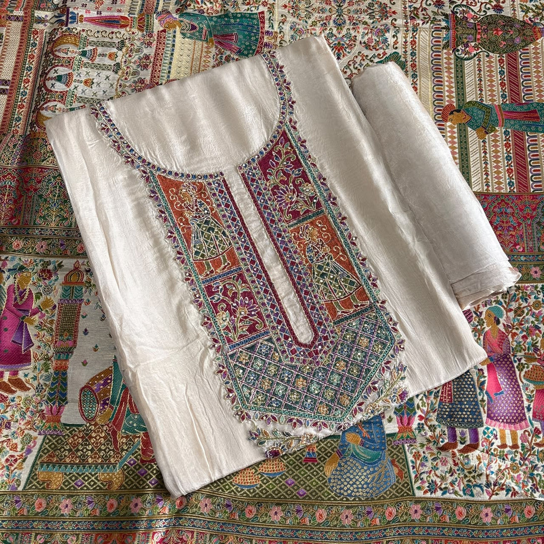 Premium Upada Silk Unstitched Suit Set-ECE886-A2