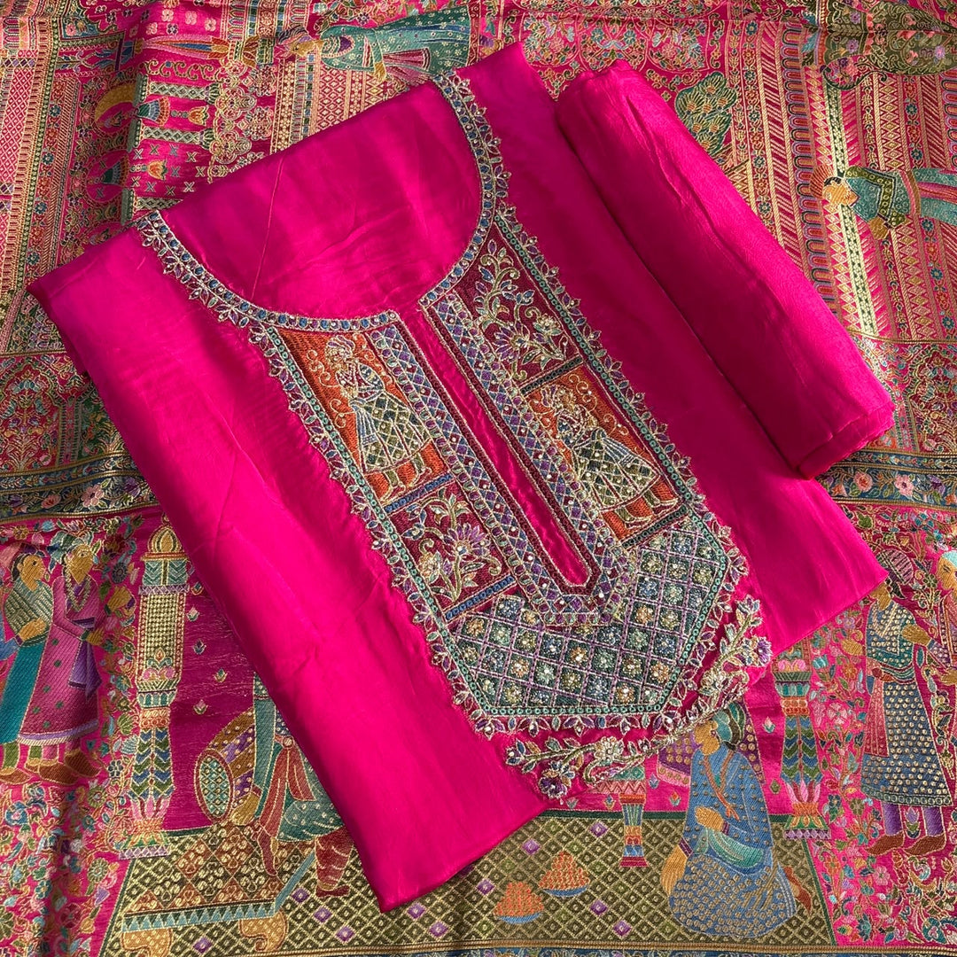 Premium Upada Silk Unstitched Suit Set-ECE886-A1