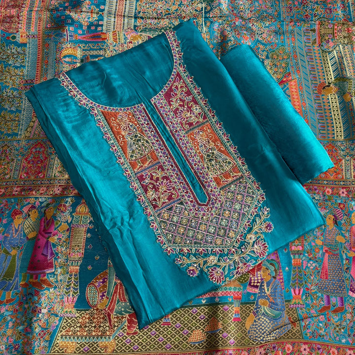 Premium Upada Silk Unstitched Suit Set-ECE886-A