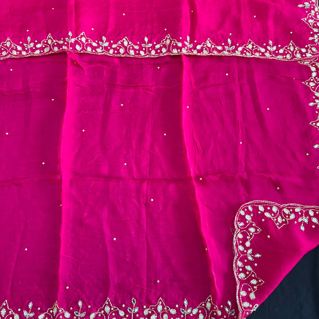 Premium Tanchui Silk Dabka Mirror Cut Dana Work Unstitched Suit - RK2257-2