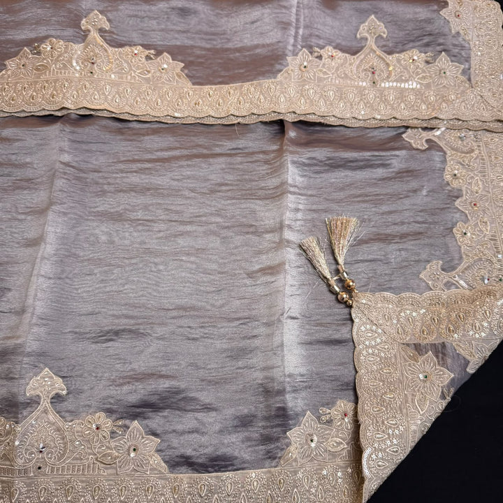 Premium Organza Unstitched Suit Set with Patch Work | R13505