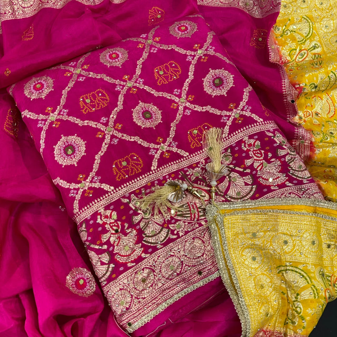 Premium Dola Silk Unstitched Suit Set-BR2548-A