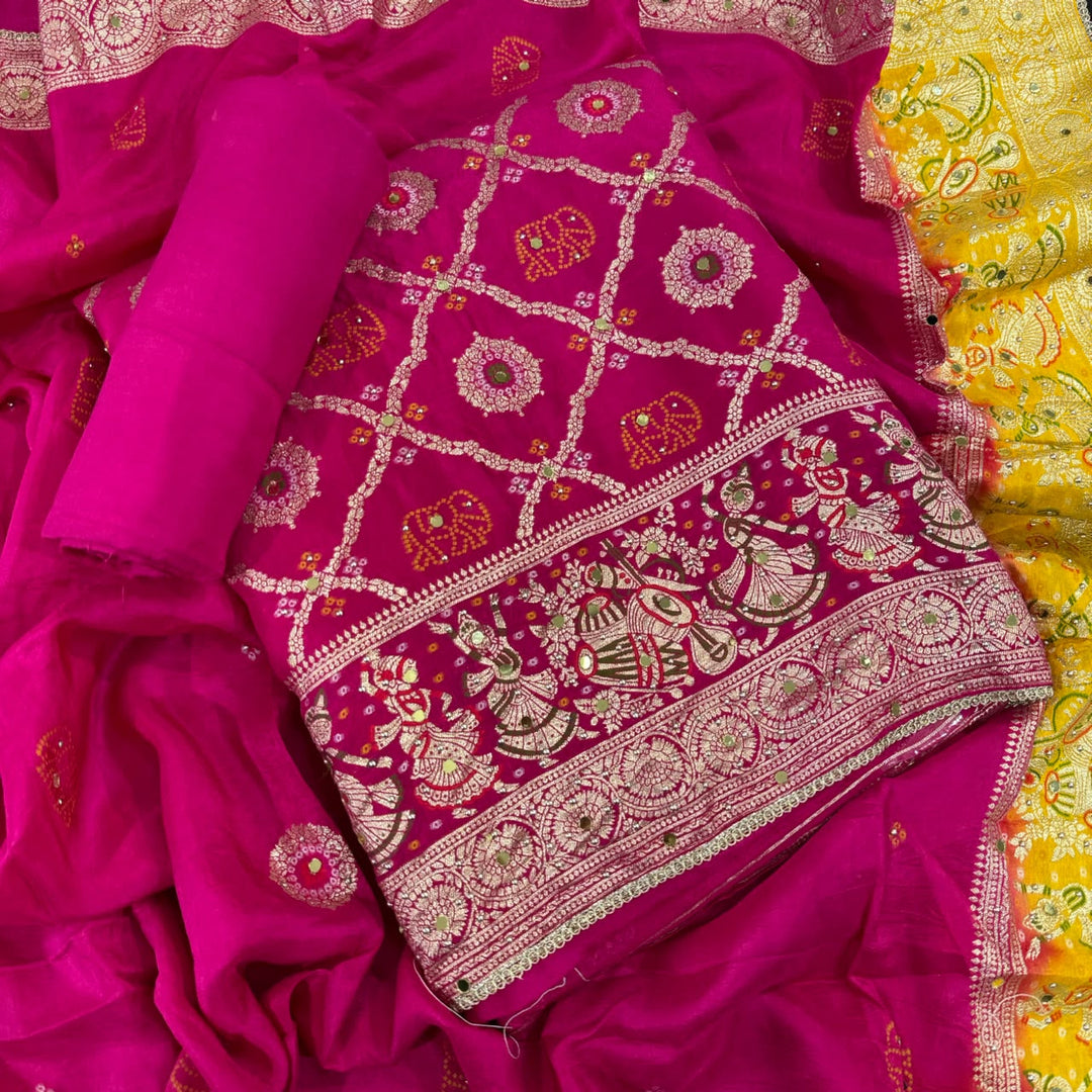 Premium Dola Silk Unstitched Suit Set-BR2548-A
