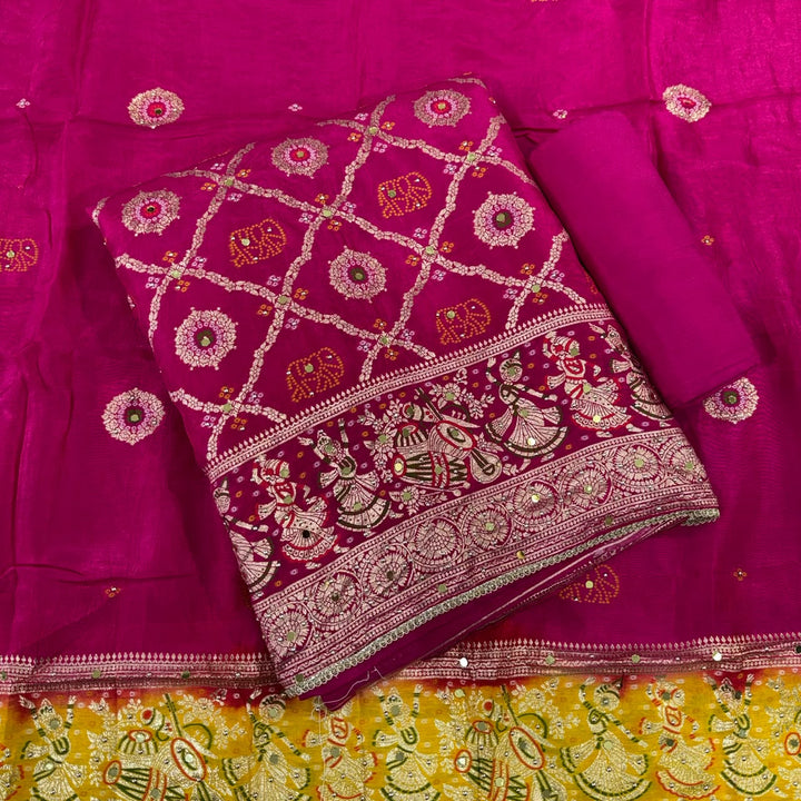 Premium Dola Silk Unstitched Suit Set-BR2548-A