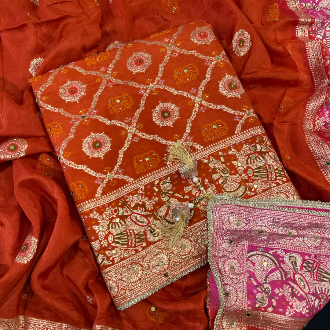 Premium Dola Silk Unstitched Suit Set-BR2548-A1
