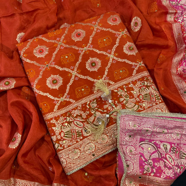 Premium Dola Silk Unstitched Suit Set-BR2548-A1