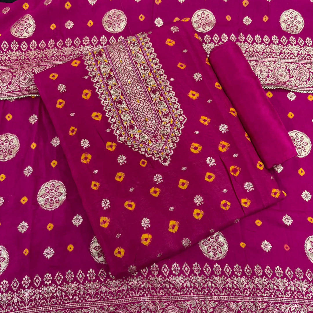 Premium Silk Chanderi Unstitched Suit Set-BR1405-4